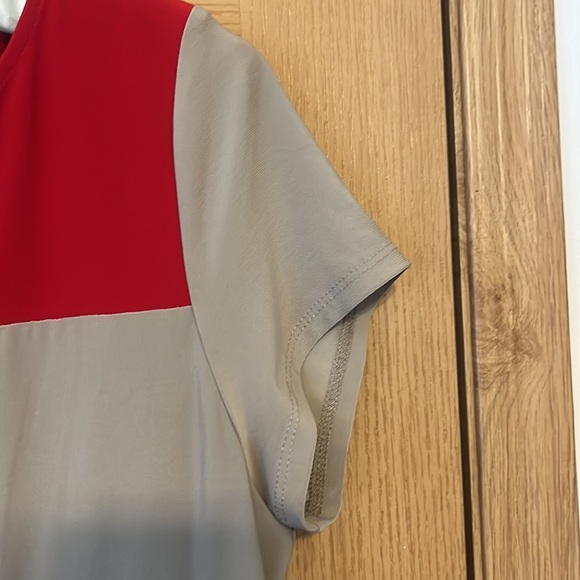 Danny & Nicole size large red tan black striped fit and flare short sleeve dress - Picture 4 of 4